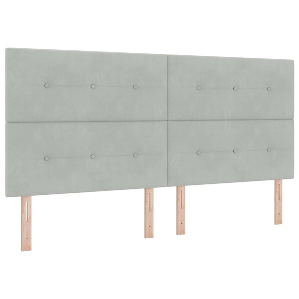 vidaXL Tête de lit LED avec bandes LED Gris clair 200 cm Velours