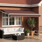 vidaXL Store rétractable manuel avec LEDs Marron et blanc 3 5 x 2 m