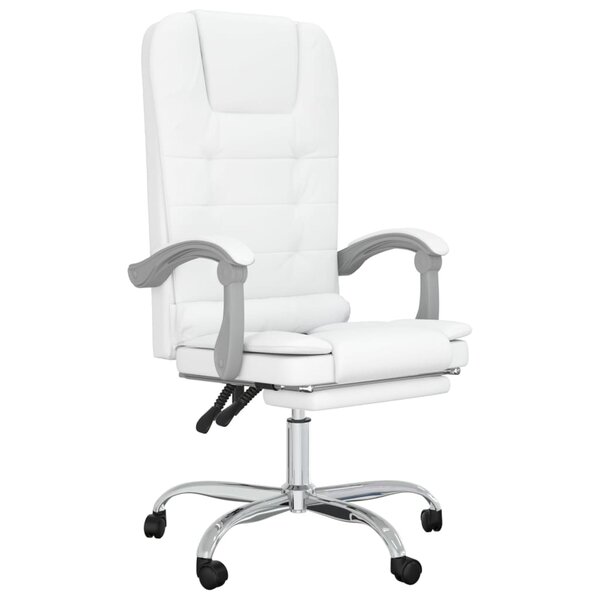 Fauteuil de massage inclinable de bureau informatique étude similicuir blanc 02_0025398