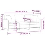 vidaXL Canapé 3 places avec oreillers décoratifs crème 180 cm tissu