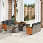 vidaXL Ensemble de canapé de jardin 9 Pièces Gris 80 x 80 x 71 cm