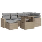 vidaXL Salon de jardin avec coussins 7 Pièces beige résine tressée