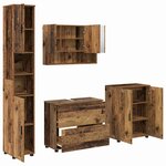 vidaXL Ensemble de mobilier de salle de bain 4 Pièces Bois Ancien