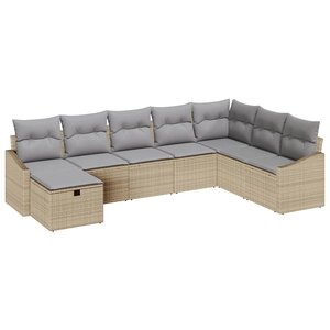 vidaXL Ensemble de canapé de jardin avec coussin 8 Pièces polyrotin