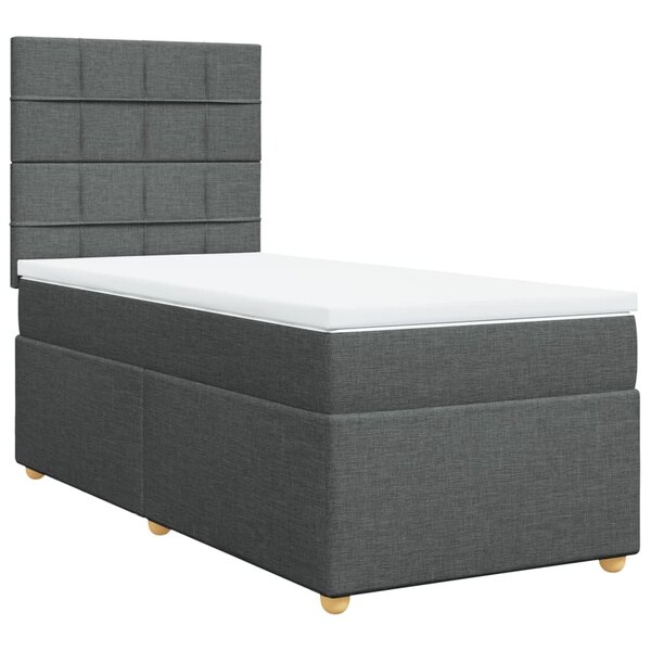vidaXL Sommier à lattes de lit avec matelas Gris foncé 100x200cm Tissu