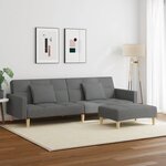 vidaXL Canapé-lit à 2 places avec repose-pied gris foncé tissu