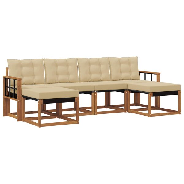 vidaXL Ensemble de canapés d'extérieur 6 pc Naturel et Beige