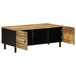 vidaXL Table basse noir 100x54x40 cm bois massif de manguier brut