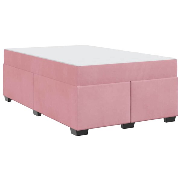 vidaXL Cadre de lit avec matelas Rose 120 x 190 cm tissu