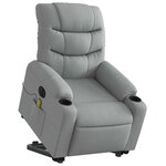 vidaXL Fauteuil inclinable de massage électrique Gris clair Tissu