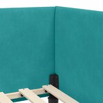 vidaXL Cadre de lit d'angle Turquoise 90 x 190 cm Velours