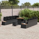vidaXL Ensemble de canapé de jardin 11 Pièces Noir polyrotin
