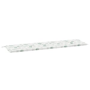 vidaXL Coussin de banc de jardin Floral Blanc et vert 180 x 50 x 4 cm