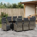 vidaXL Ensemble de jardin de 9 pièces gris en poly rattan
