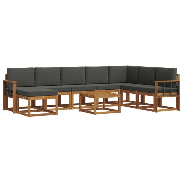 vidaXL Ensemble de canapés d'extérieur 9 Pièces Naturel et Anthracite
