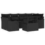 Ensemble de Sofa de Jardin vidaXL 7 Pièces avec Coussins Noir Poly Rotin