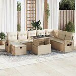 vidaXL Salon de jardin avec coussins 9 Pièces beige résine tressée