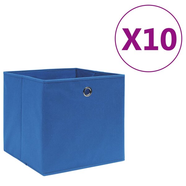 vidaXL Boîtes de rangement 10 Pièces Tissu intissé 28x28x28 cm Bleu