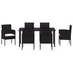 vidaXL Ensemble de salle à manger de jardin de 7 pièces avec coussins en poly rattan noir