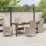 vidaXL Ensemble de salle à manger de jardin 5 pièces avec coussins Beige Poly Rattan