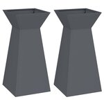 vidaXL Jardinières en colonne   2 Pièces avec bol anthracite  35x35x73 cm en acier.