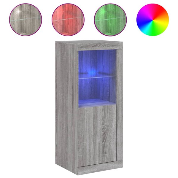 vidaXL Buffet avec lumières LED sonoma gris 41x37x100 cm