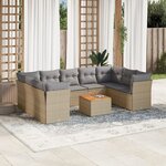 vidaXL Salon de jardin avec coussins 10 Pièces beige résine tressée