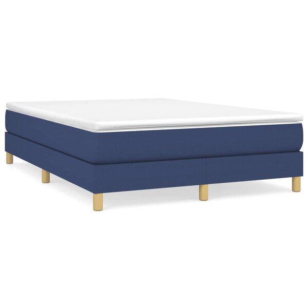 vidaXL Sommier à lattes de lit avec matelas Bleu 140x200 cm Tissu