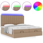 vidaXL Lit ottoman avec matelas & LED Cappuccino 180x200cm similicuir
