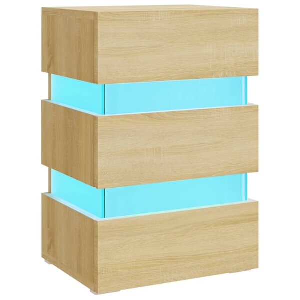 vidaXL Table de chevet à LED chêne sonoma 45x35x67cm bois d'ingénierie