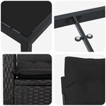 vidaXL Ensemble de jardin 5 pièces avec coussins - Rattan noir