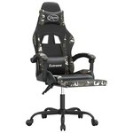 vidaXL Chaise de jeu avec repose-pied Noir et camouflage Similicuir