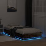 vidaXL Cadre de lit sans matelas avec lumières LED chêne fumé 75x190cm