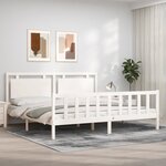 vidaXL Cadre de lit avec tête de lit blanc 200x200 cm bois massif