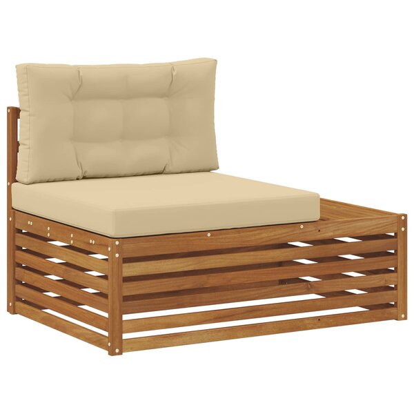 vidaXL Canapé d'extérieur extrémité 3 Pièce Naturel et Beige