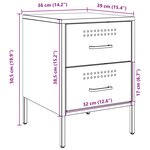 vidaXL Tables de chevet 2 Pièces vert olive 36x39x50 5 cm acier