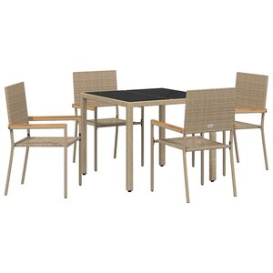vidaXL Ensemble de salle à manger pour jardin 5 Pièces Beige polyrotin