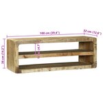 vidaXL Meuble TV 100x32x36 cm Bois Massif Mangue