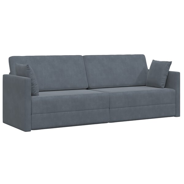 vidaXL Canapé Lit 2-en-1 Gris Sombre 213x144x60 cm Velours