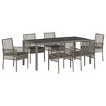 vidaXL Ensemble de salle à manger de 7 pièces avec coussins Gris Poly Rattan