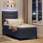 vidaXL Lit à Ressorts avec Matelas LED Gris foncé 100 x 200 cm Velours