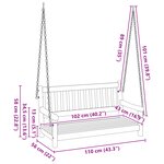 vidaXL Banc suspendu 2 places 110x56x58 cm en bois massif d'acacia