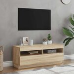 vidaXL Meuble TV avec lumières LED chêne sonoma 100x35x40 cm