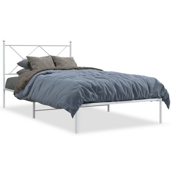 vidaXL Cadre de lit métal sans matelas et tête de lit blanc 107x203 cm
