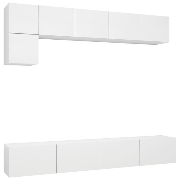 vidaXL Ensemble de meubles TV 5 Pièces Blanc Bois d'ingénierie