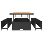 vidaXL Ensemble de salle à manger pour jardin Noir polyrotin