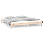 vidaXL Cadre de lit à LED sans matelas 135x190 cm bois massif
