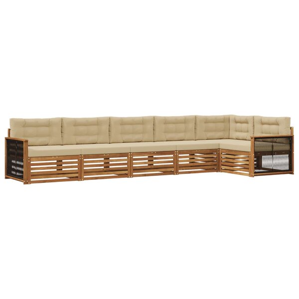 vidaXL Ensemble de canapés d'extérieur 6 pc Naturel et Beige