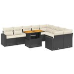 vidaXL Salon de jardin 10 Pièces avec coussins noir résine tressée