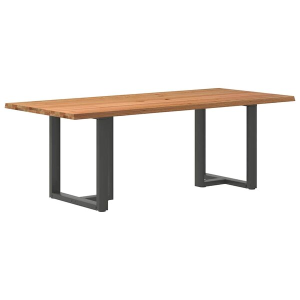 vidaXL Table à manger et bord naturel bois massif chêne rectangulaire